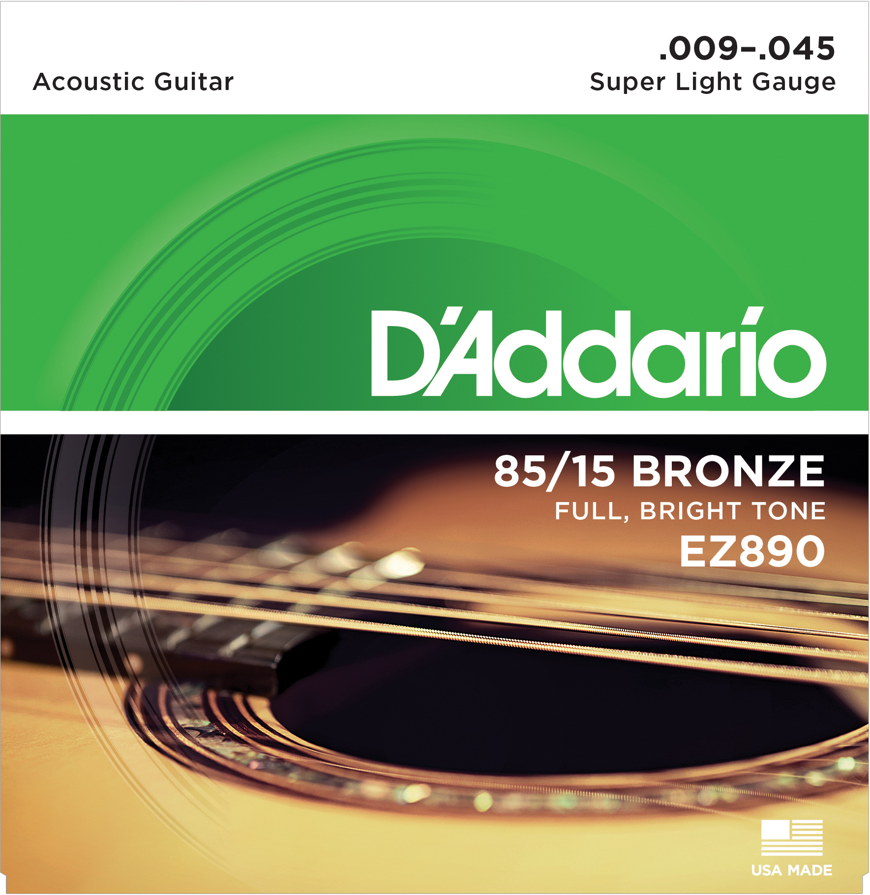 EZ890 AMERICAN BRONZE 85/15 Струны для акустической гитары Super Light 9-45 D'Addario