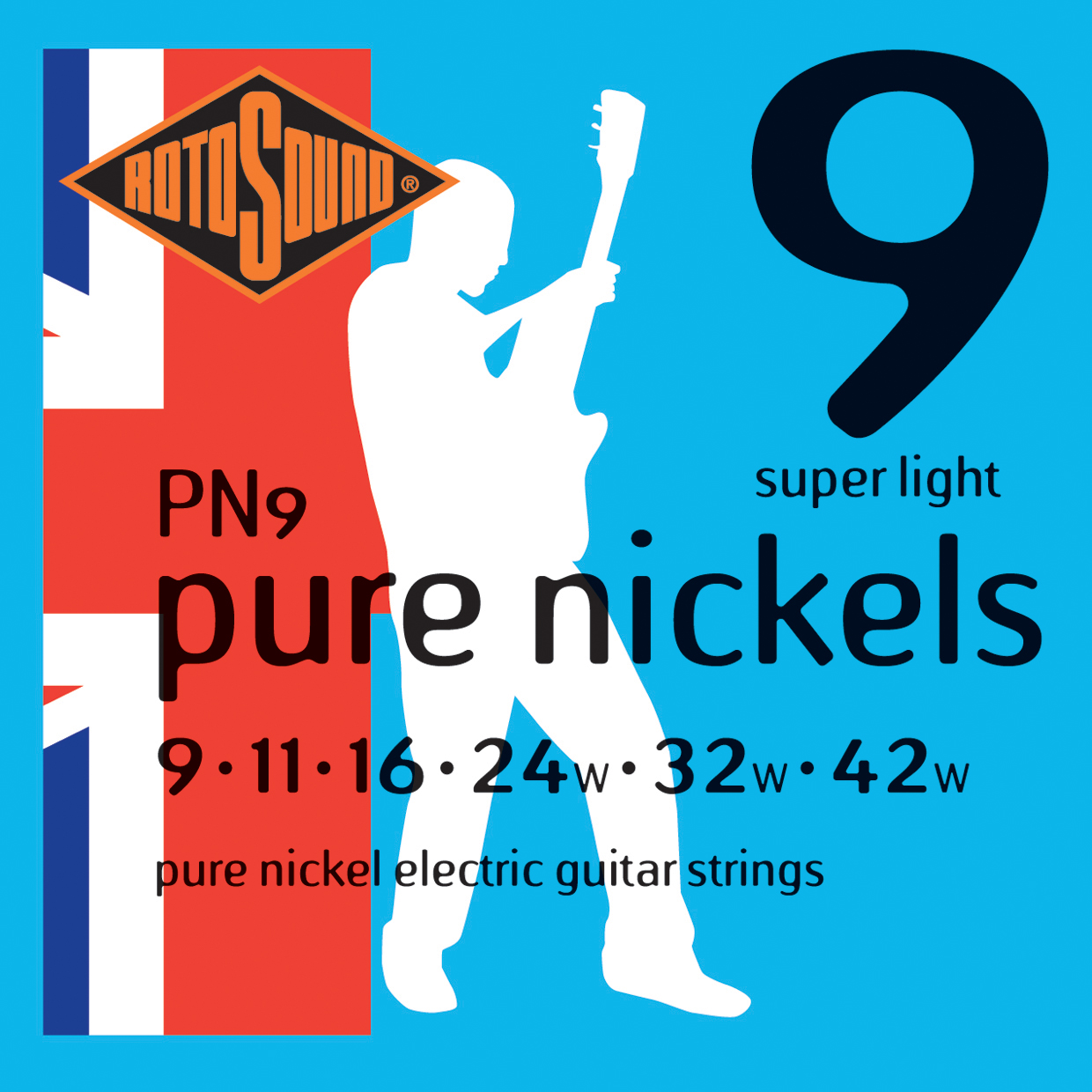 ROTOSOUND PN9 STRINGS NICKEL струны для электрогитары, никелевое покрытие, 9-42