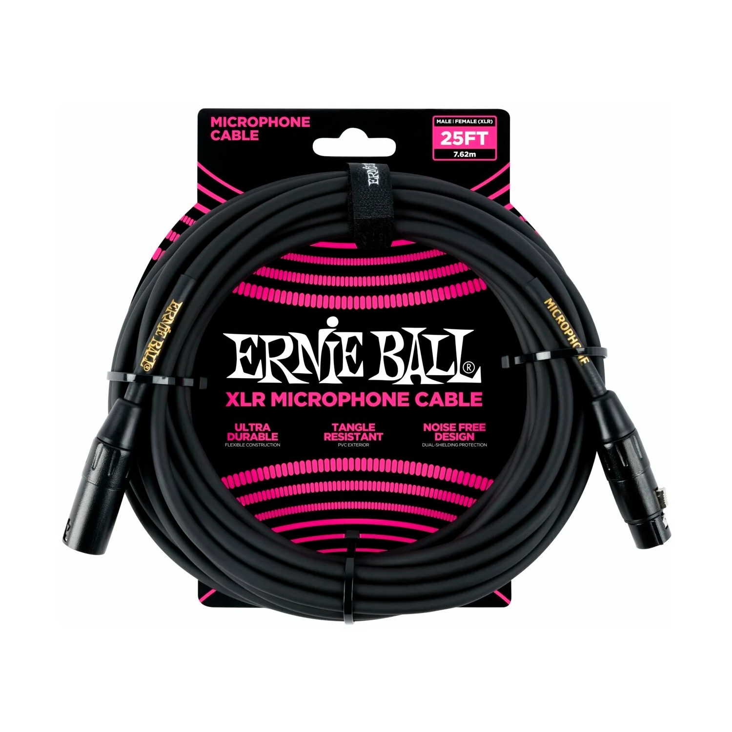 ERNIE BALL 6391 15ft Braided Male Female XLR Microphone Cable Black купить в Музторге недорого