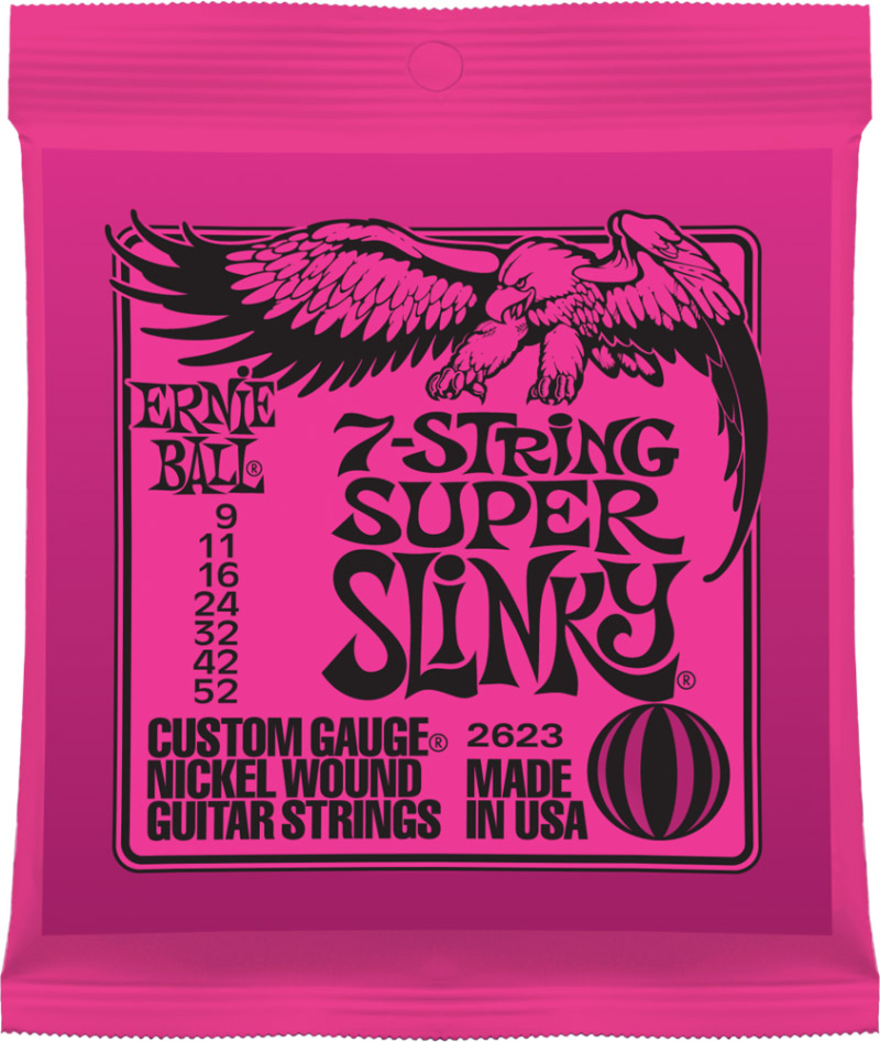 ERNIE BALL 2623 Super Slinky 7-String Nickel Wound Electric Guitar Strings - 9-52