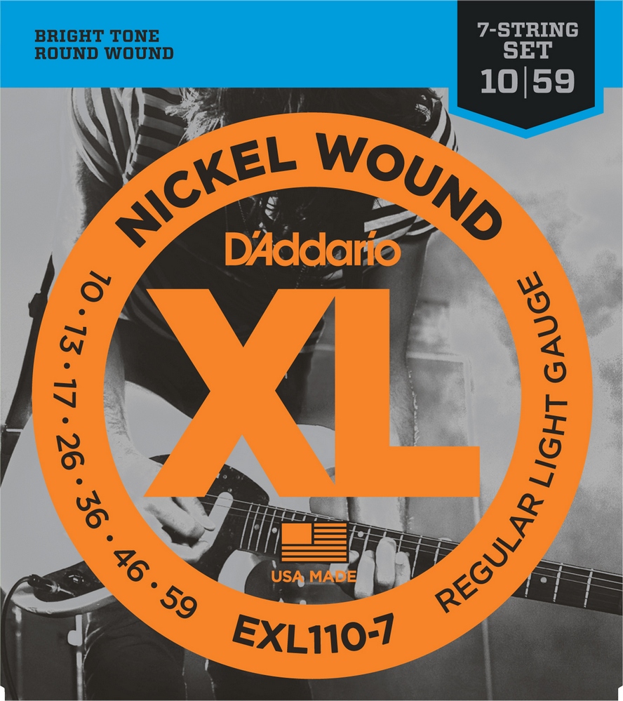 D'Addario EXL110-7 XL NICKEL WOUND Струны для 7-струнной электрогитары Regular Light 7-string 1
