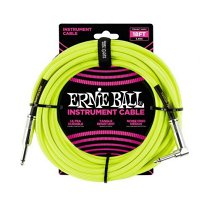 ERNIE BALL 6085 18'  Braided Straight / Angle Instrument Cable Neon  Yellow -  