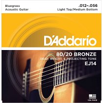 EJ14 80/20 BRONZE ACOUSTIC GUITAR STRINGS, LIGHT TOP/MEDIUM BOTTOM/BLUEGRASS, 12-56 от Музторг