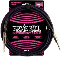 6393 Ernie Ball 10ft Braided Straight Straight Inst Cable Purple Black