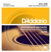 D ADDARIO EJ19 PHOSPHOR BRONZE ACOUSTIC GUITAR STRINGS, BLUEGRASS, 12-56