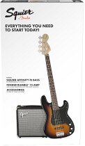 FENDER Squier Affinity Series™ Precision Bass® PJ Pack, Laurel Fingerboard, Brown Sunburst, Gig Bag, Rumble 15 - 230V EU, цвет санберст - фото 1