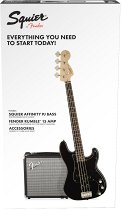 FENDER Squier Affinity Series™ Precision Bass® PJ Pack, Laurel Fingerboard, Black, Gig Bag, Rumble 15 - 230V EU, цвет черный - фото 1
